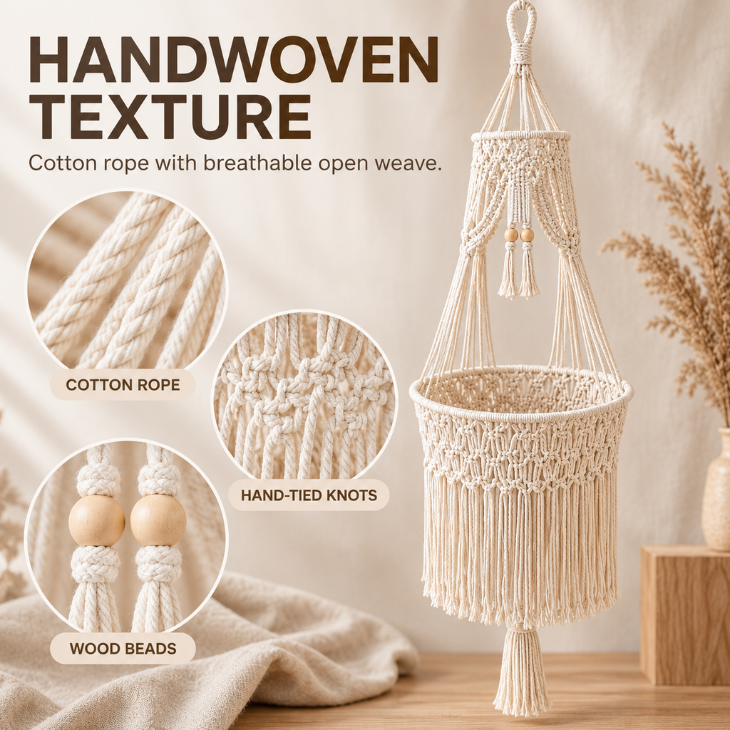 Handwoven Macramé Hanging Cat Bed for Cozy Elevated Lounging