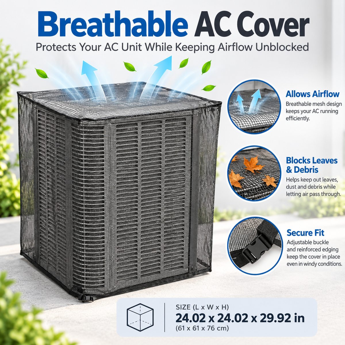 Heavy-Duty Mesh Outdoor AC Cover （24*24*30in）
