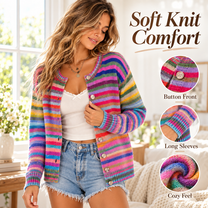 Women’s Fluffy Knit Button-Down Cardigan