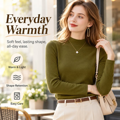 Women's Slim-Fit Mock Neck Knit Top （3pack）