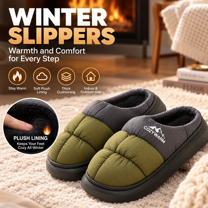 Plush Winter Slippers – Warm Cushioned Indoor Shoes