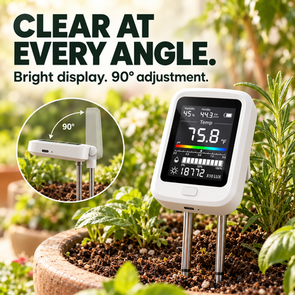 6-in-1 Digital Soil Tester with LCD Display – Moisture, pH, Fertility, Light & Temperature Meter