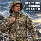 🧥Men's Waterproof Outdoor Fleece-Lined Hooded Jacket with 9 Pockets🧥