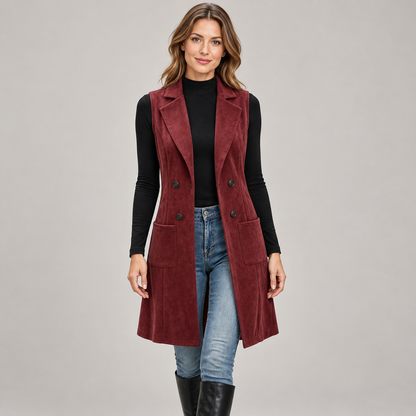 Women’s Vintage Suede-Look Longline Vest