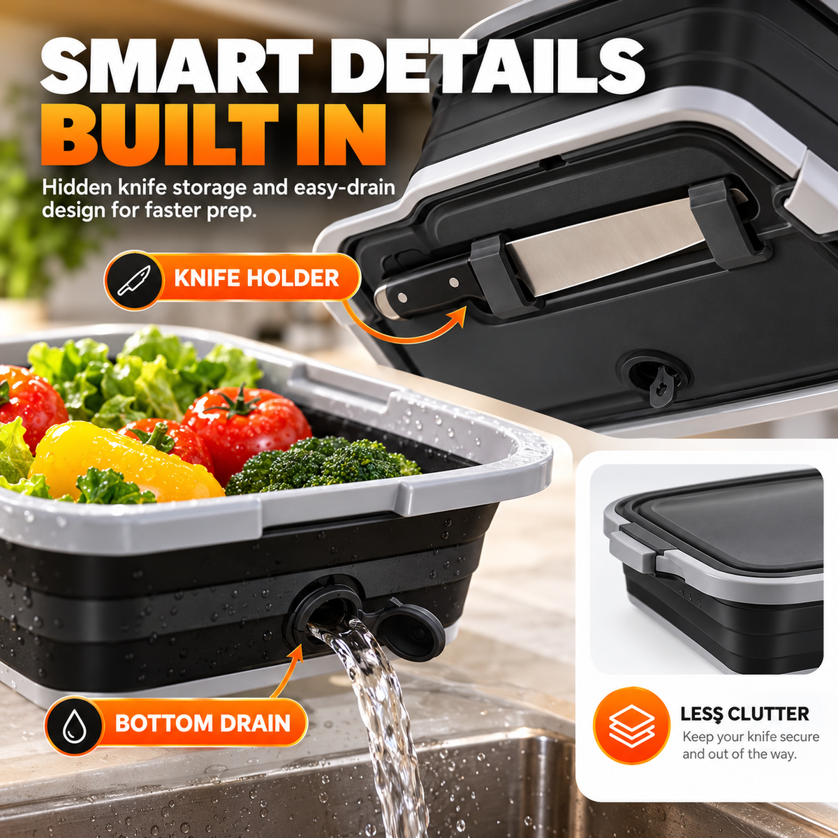 Collapsible 2-in-1 BBQ Prep & Storage Tub