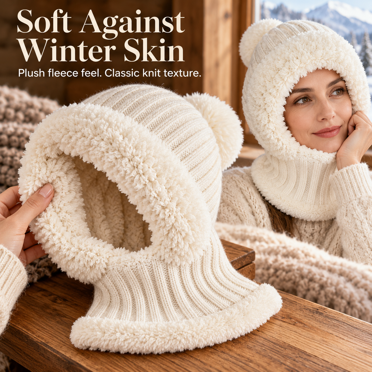 3-in-1 Women’s Winter Balaclava Hood – Fleece-Lined Hat, Scarf & Face Cover