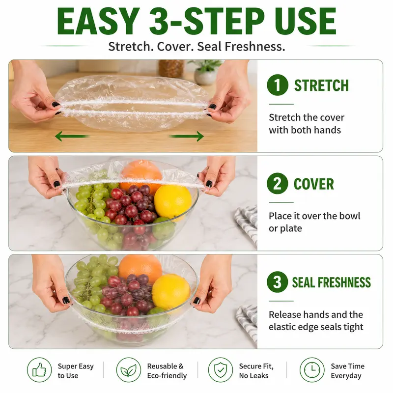 🔥100Pcs Versatile Stretch-to-Fit Disposable Food Covers Fresh Keeping Bags