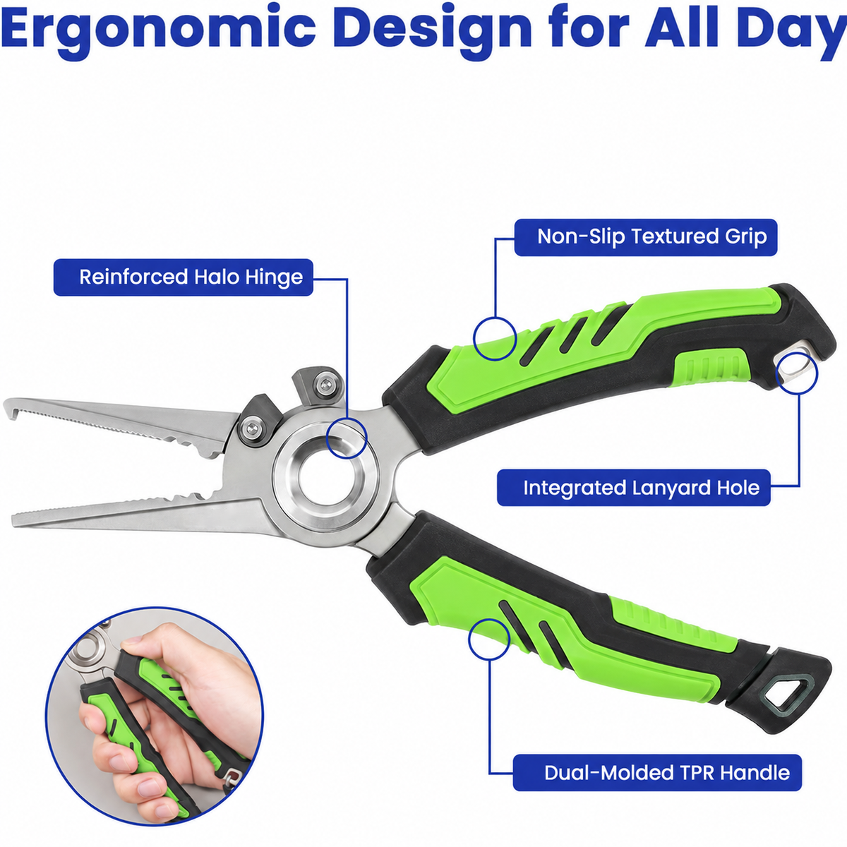 🎣17-4 Stainless Steel Fishing Pliers – Tungsten Carbide Cutter & Hook Remover🎣