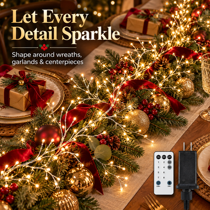 Warm White Christmas String Lights – 8 Modes, Remote & Timer