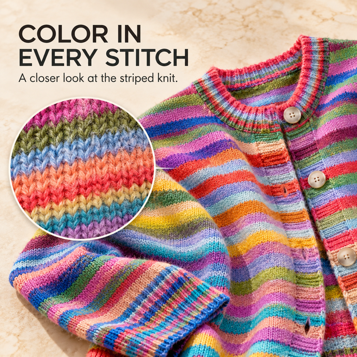 Rainbow Stripe Relaxed Knit Cardigan