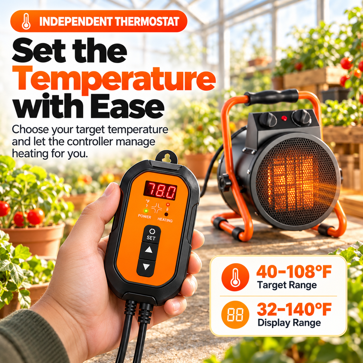 🌱2000W Greenhouse Heater – Keep Your Growing Space Warm & Comfortable