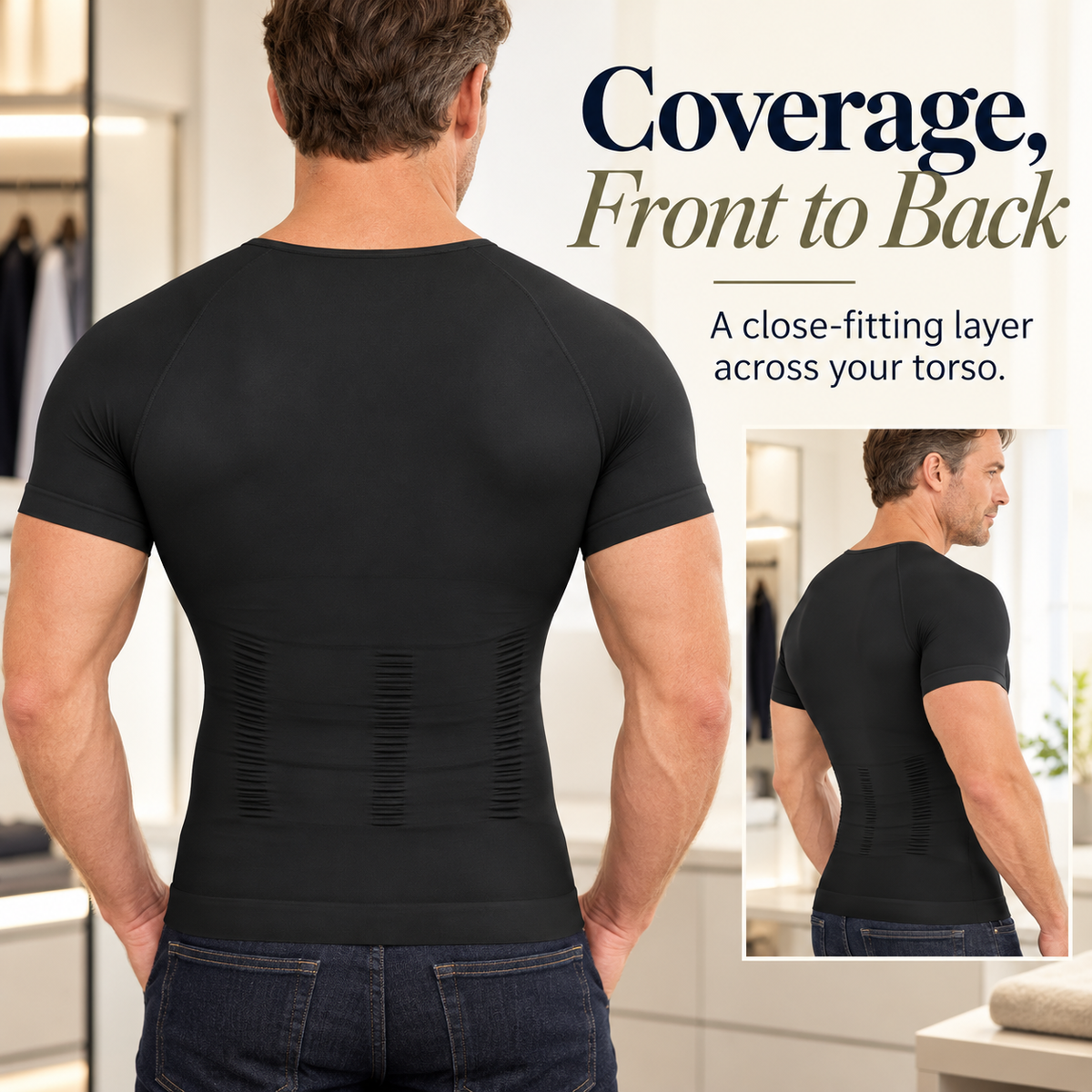 🔥 Men's Tummy Control Shapewear Shirt – Slimming Compression Top for Everyday Wear