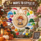 Interchangeable Front Door Welcome Sign Set with Seasonal Holiday Seasonal Icons