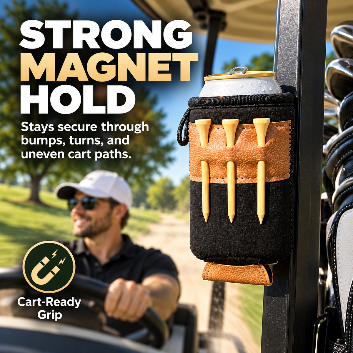 Magnetic Golf Cart Caddie – Keep Drinks, Tees & Markers Ready