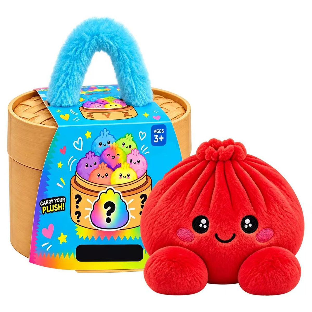 🥟 Cute Dumpling Plush Toy – Soft & Slow-Rebound Stress Relief Stuffed Animal with Bamboo Steamer Case🌈