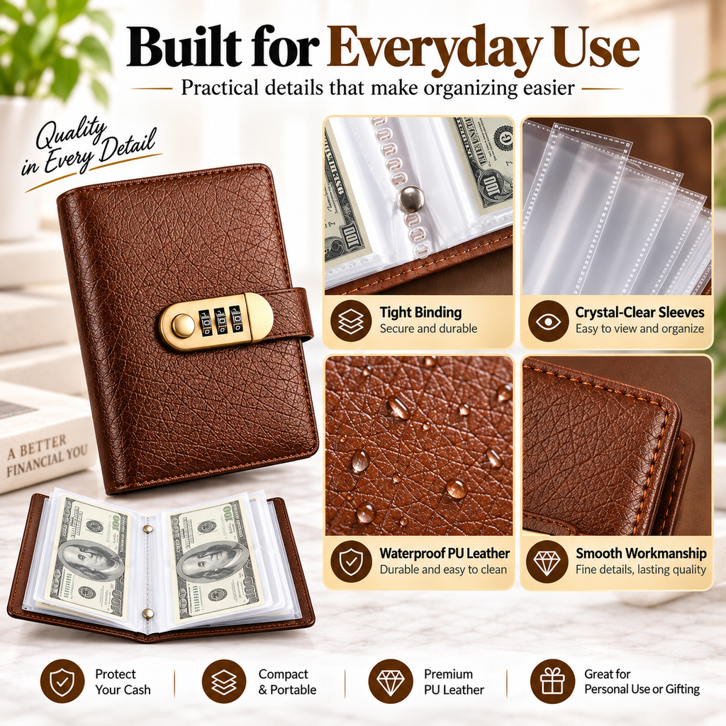 A6 Cash Savings Binder with 3-Digit Combination Lock