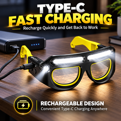 Hands-Free LED Light Glasses with Spotlight & COB Floodlight