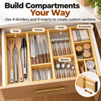 Adjustable Bamboo Drawer Dividers for Kitchen and Home