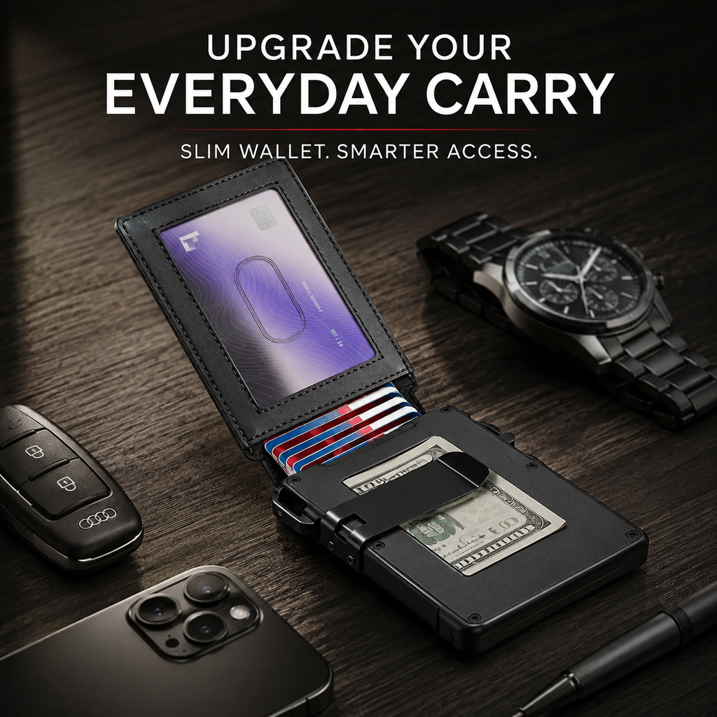 💼 Minimalist Tech | Men's Slim RFID-Blocking Pop-Up Wallet with Money Clip 🎁