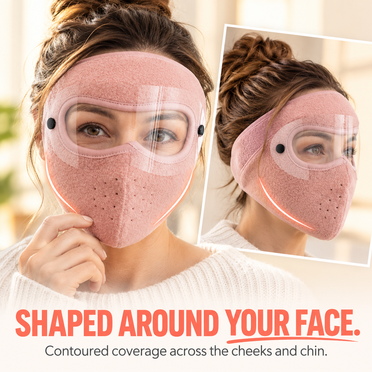 ❄️ Winter Warm Fleece Thermal Face Mask with Detachable Clear Visor