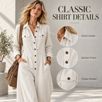 Women's 2026 New French Style Button-Front Full-Length Workwear Jumpsuit