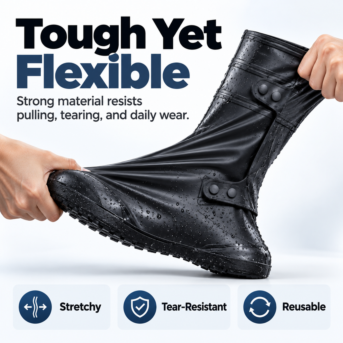 Wide-Opening Waterproof Rain Boot Covers — Easy On, Secure Fit & All-Weather Protection