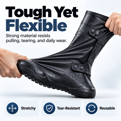 Wide-Opening Waterproof Rain Boot Covers — Easy On, Secure Fit & All-Weather Protection