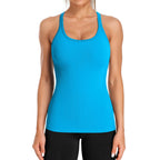 Ribbed Workout Tank Tops for Women with Built in Bra Tight Racerback Scoop Neck Athletic Top