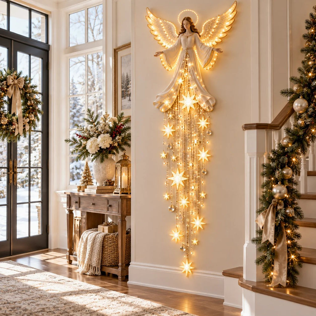 Angel Blessing Starfall Wall Light – Heavenly Christmas Wall Decor