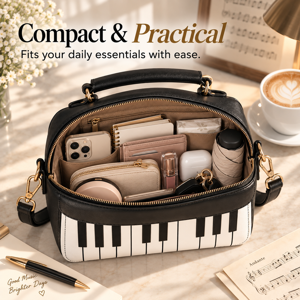 Piano Key Pattern Women's Crossbody Shoulder Bag - Large Capacity Handbag