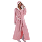 Treavhds™ Hooded Long Leopard Print Bathrobe - Thickened Flannel Fabric