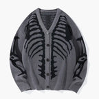 Skeleton Ribcage Oversized Knit Button Cardigan