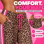 💃Women's Leopard Print Side Stripe Wide Leg Stretchy Casual Pants💃