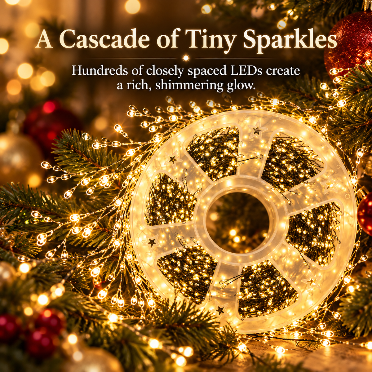 LED Firecracker Fairy String Lights, 65.6ft 600 LEDs / 164ft 1500 LEDs, USB Powered with Storage Reel