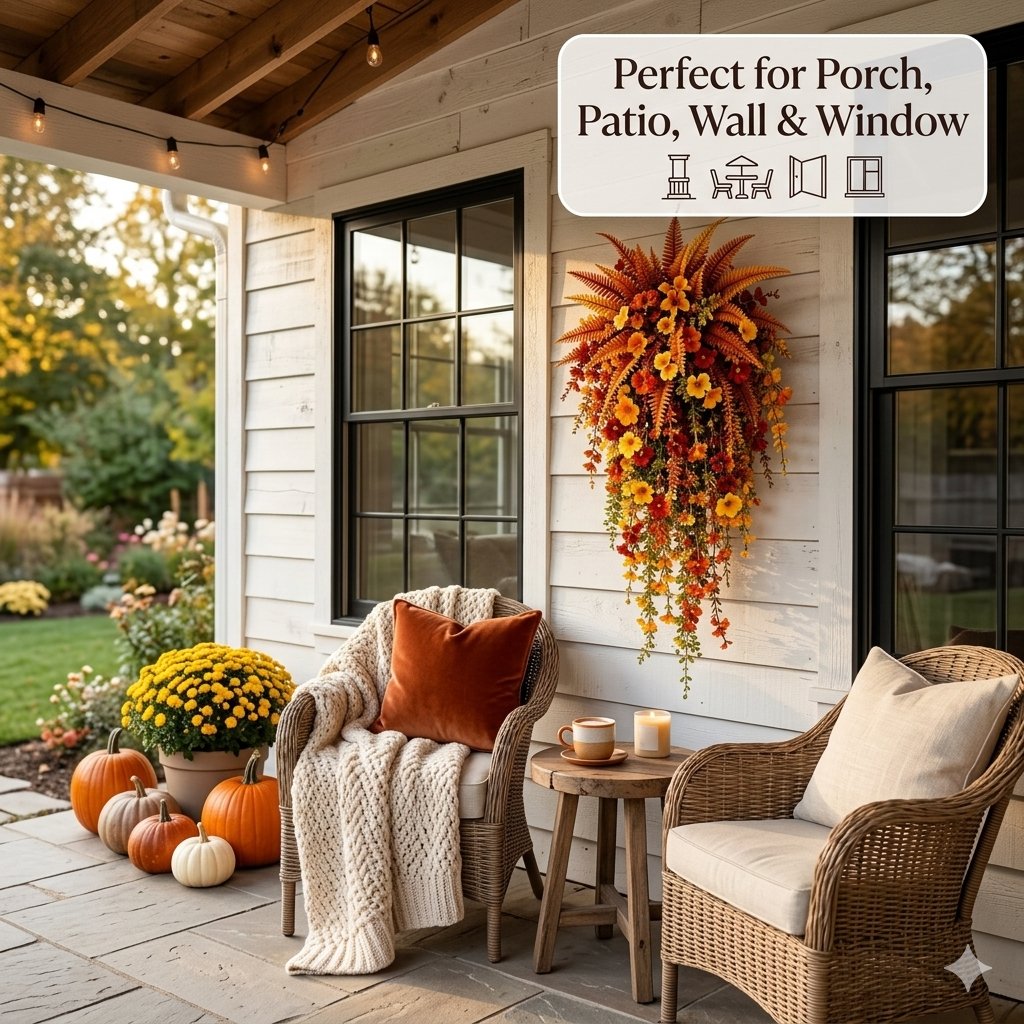 Autumn Morning Glory Hanging Artificial Vine for Garden Decor