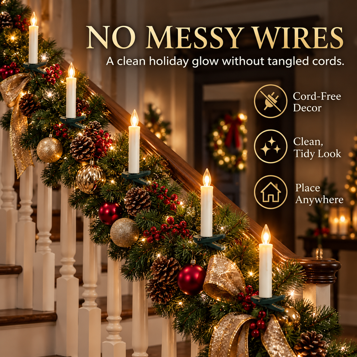 🕯️Battery-Powered Flameless Clip-On Christmas Candle Lights with Remote & Timer🕯️