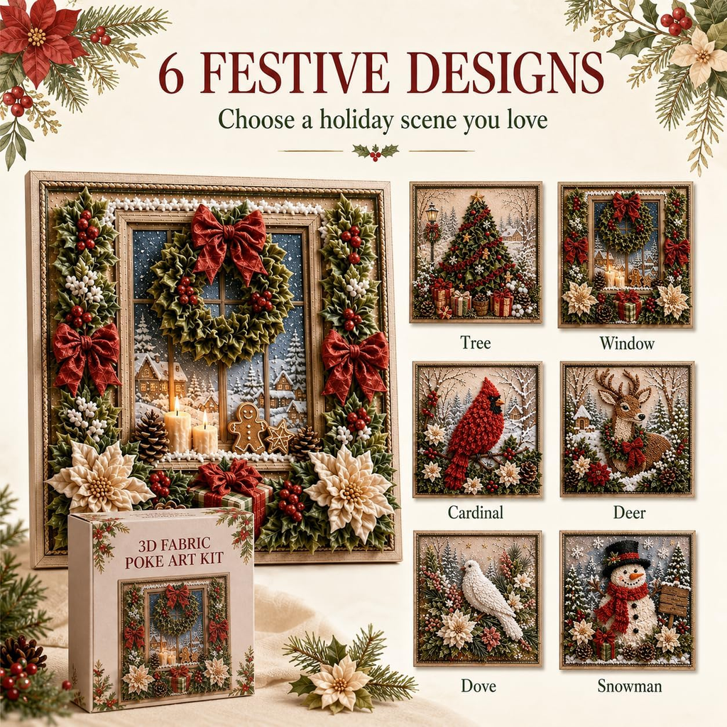 3D Christmas Fabric Poke Art Kit