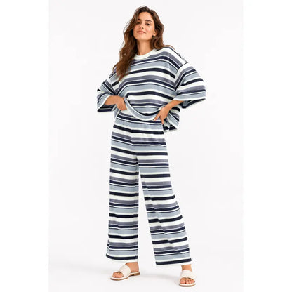 Women's Retro Striped Knit Lounge Set – Soft, Relaxed & Effortlessly Stylish