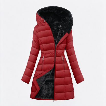 Stay Warm Without the Bulk: Women’s Plush-Lined Puffer Coat