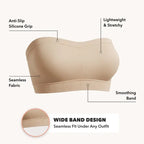 ✨ Convertible Strapless Bandeau Bra with Wireless Comfort, Anti-Slip Grip 👍Suitable for All Body Types