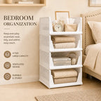 Foldable Drawer-Style Wardrobe Storage Box – Stackable Clothing & Closet Organizer