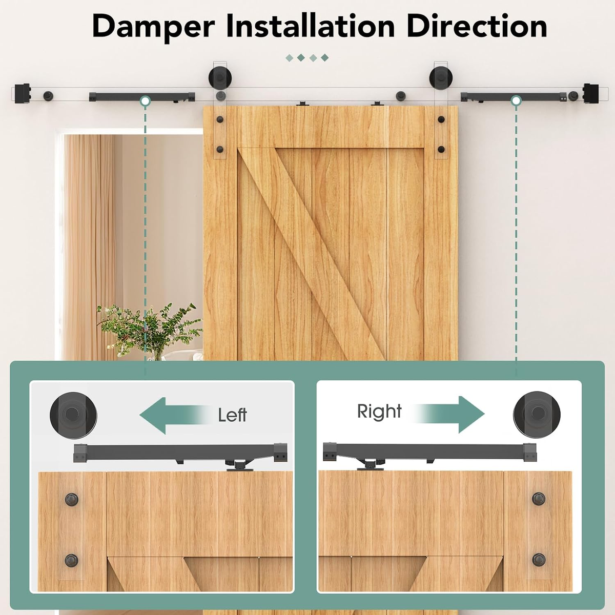 🚪Barn Door Soft Close Kit for 88-132 lbs Flat Track, Hidden Track-Mounted Damper🚪