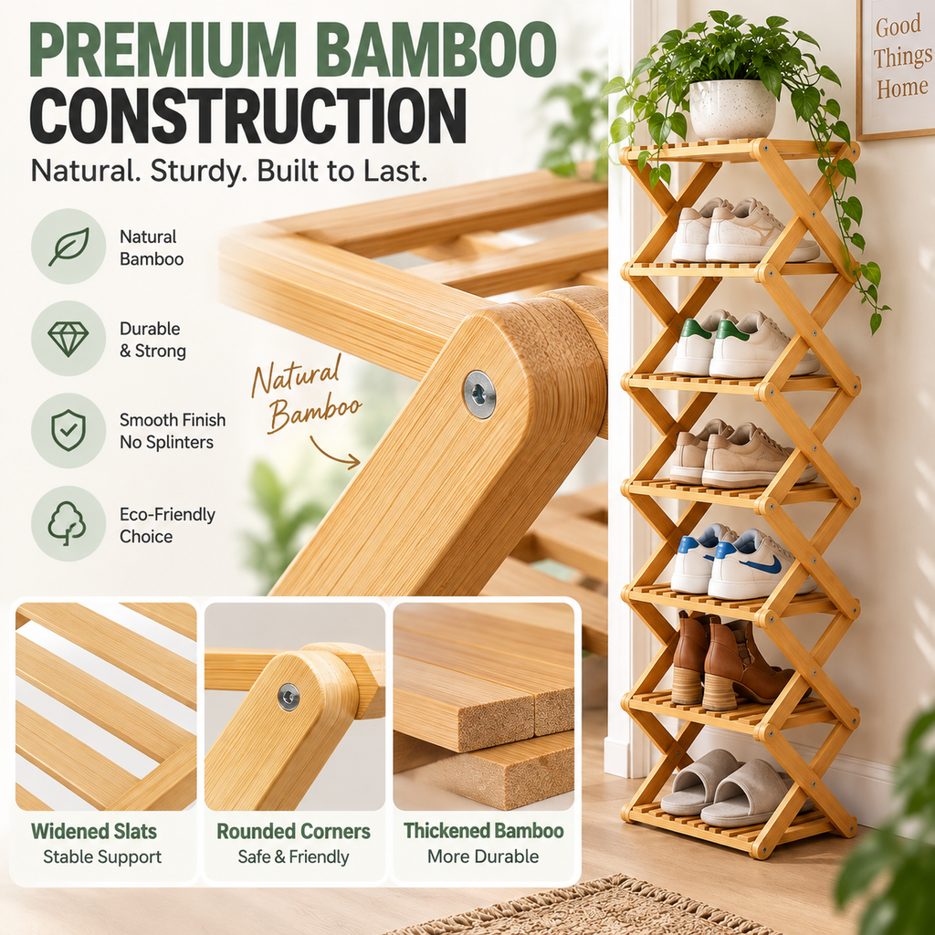 Foldable Bamboo Corner Organizer: Instant Clutter-Free Space in Seconds