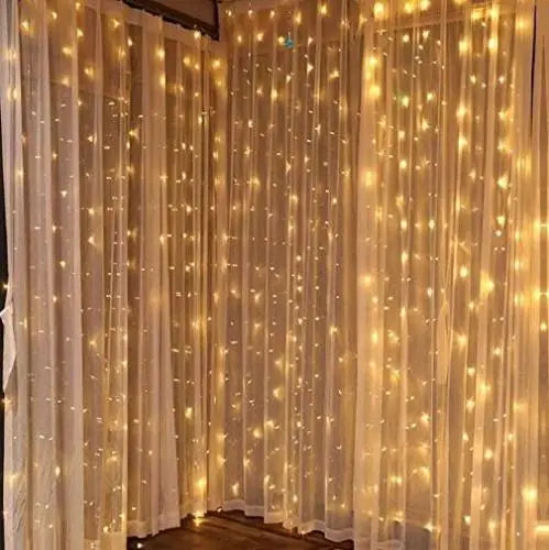 300 LED Curtain Lights – 9.8FT × 9.8FT, 8 Modes, Remote Controlled