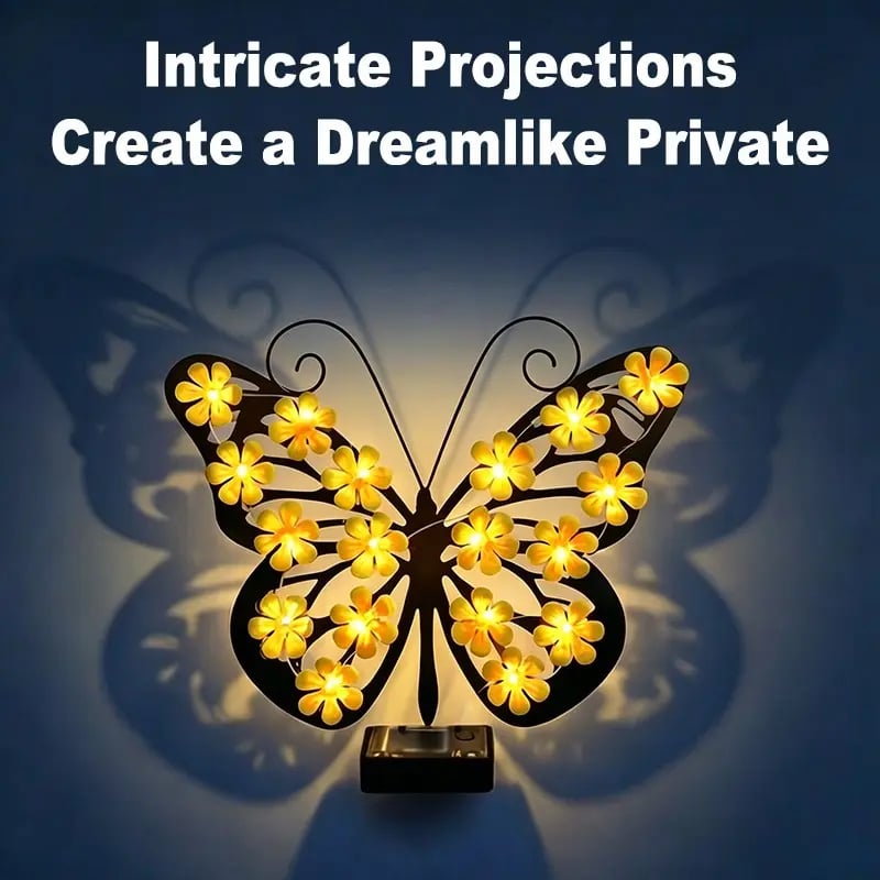 Outdoor Metal Butterfly Wall Art Decorative Solar Light