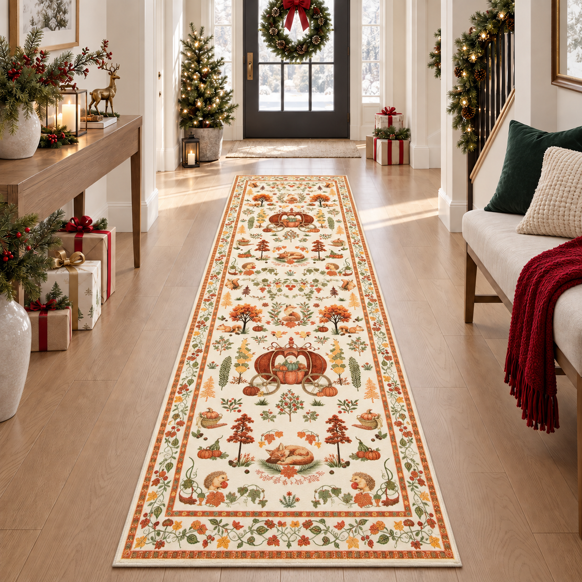 🎄Christmas Washable Runner Rug | Non-Slip Holiday Hallway & Kitchen Mat