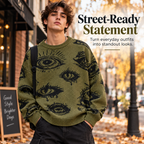 All-Over Eye Graphic Oversized Knit Sweater