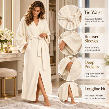 Women’s Long Plush Fleece Robe – Cozy Winter Loungewear