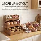 3-Tier Bamboo Potato &amp; Onion Storage Bin