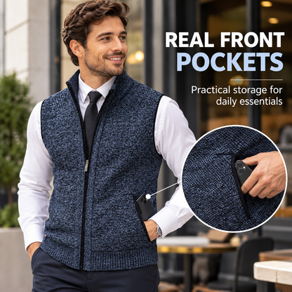 Men’s Full-Zip Stand Collar Sweater Vest
